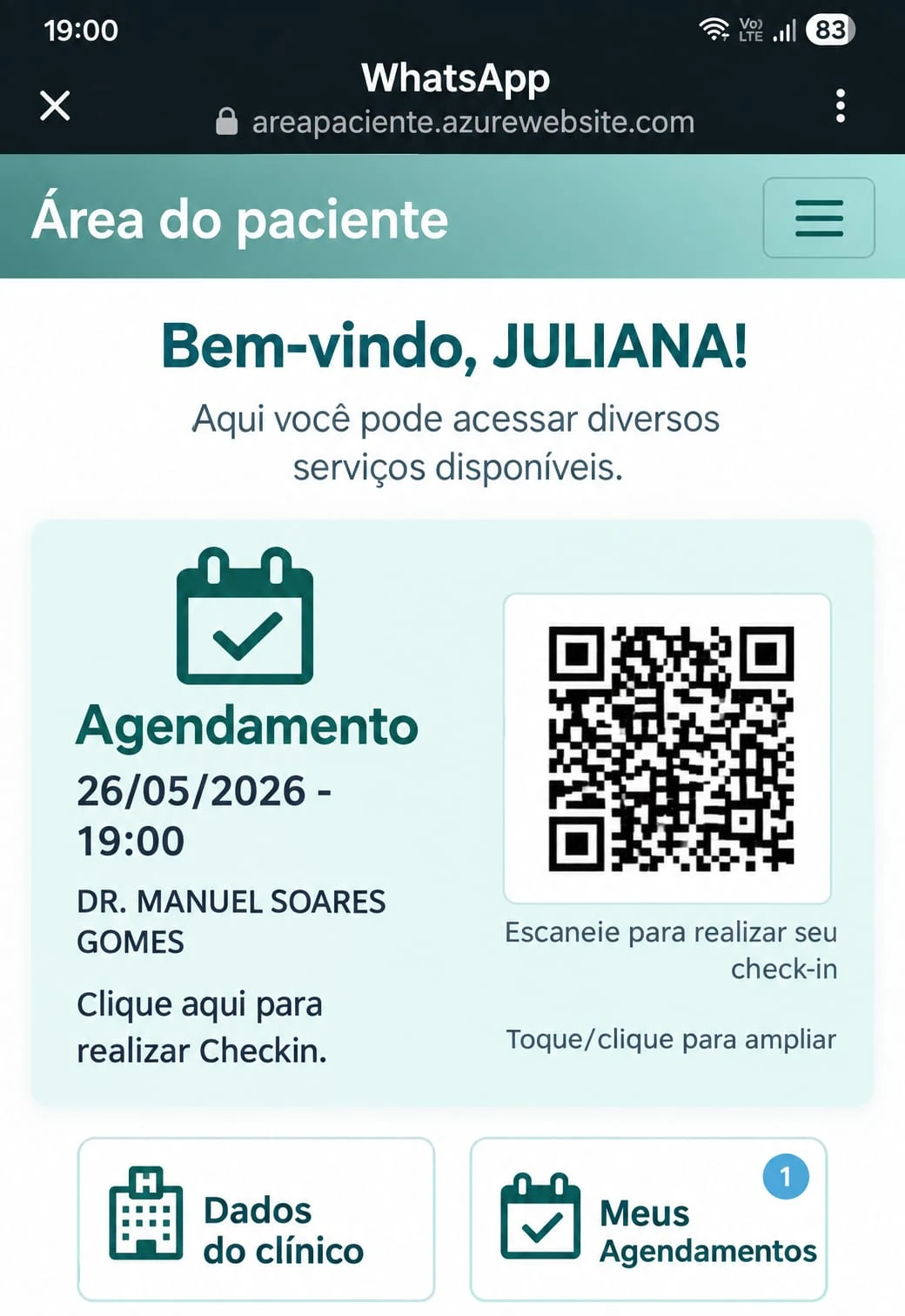 Check-in Inteligente por QR Code Doctor's Office